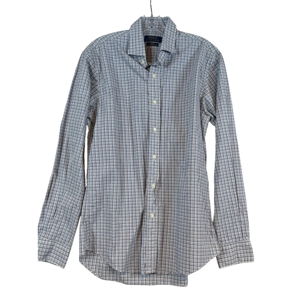Polo Ralph Lauren Slim Fit Plaid Button Down Shirt Mens Medium Classic Preppy‎
